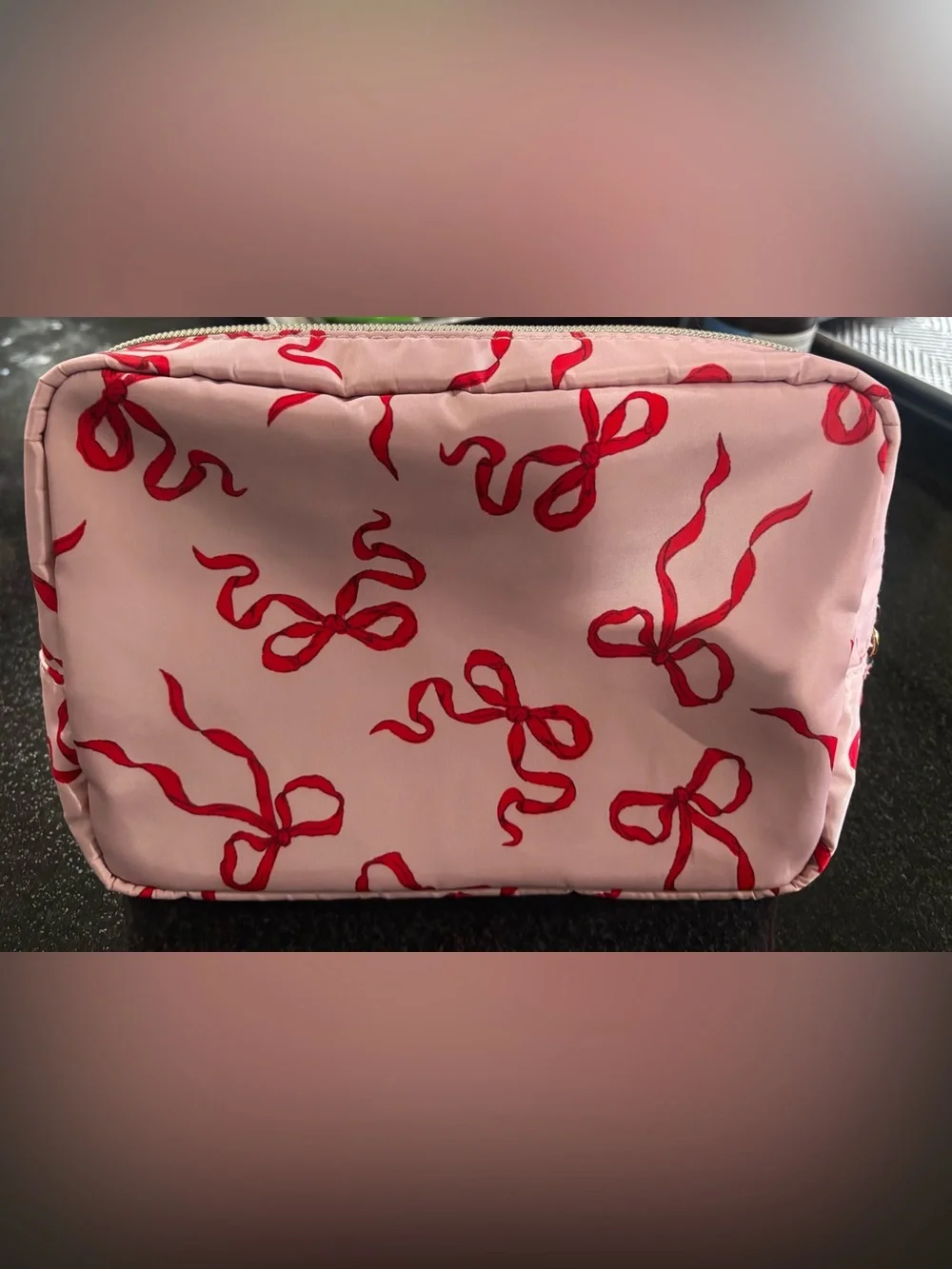 Victoria's Secret Red Bow Print Cosmetic Pouch and toiletry bag
